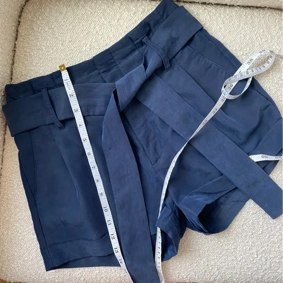 AEO Navy Blue High Waisted Paperbag Shorts - Picture 9 of 10